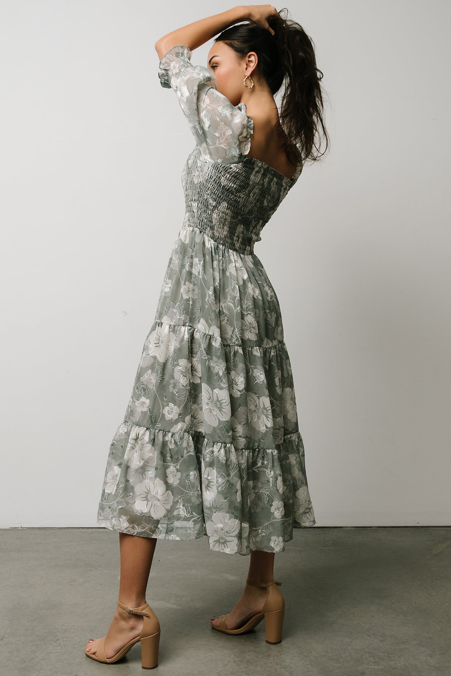 Fabian Jacquard Midi Dress | Dusty Sage