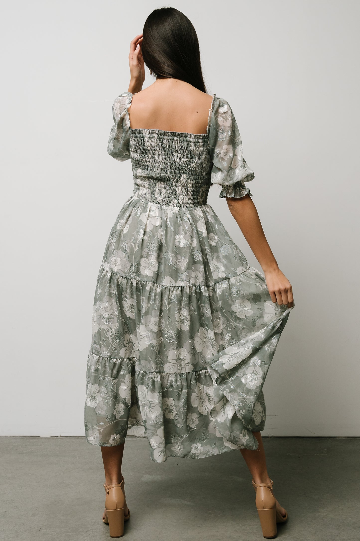 Fabian Jacquard Midi Dress | Dusty Sage