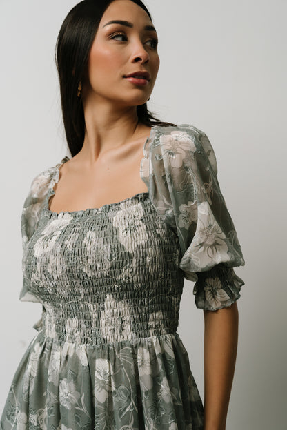 Fabian Jacquard Midi Dress | Dusty Sage