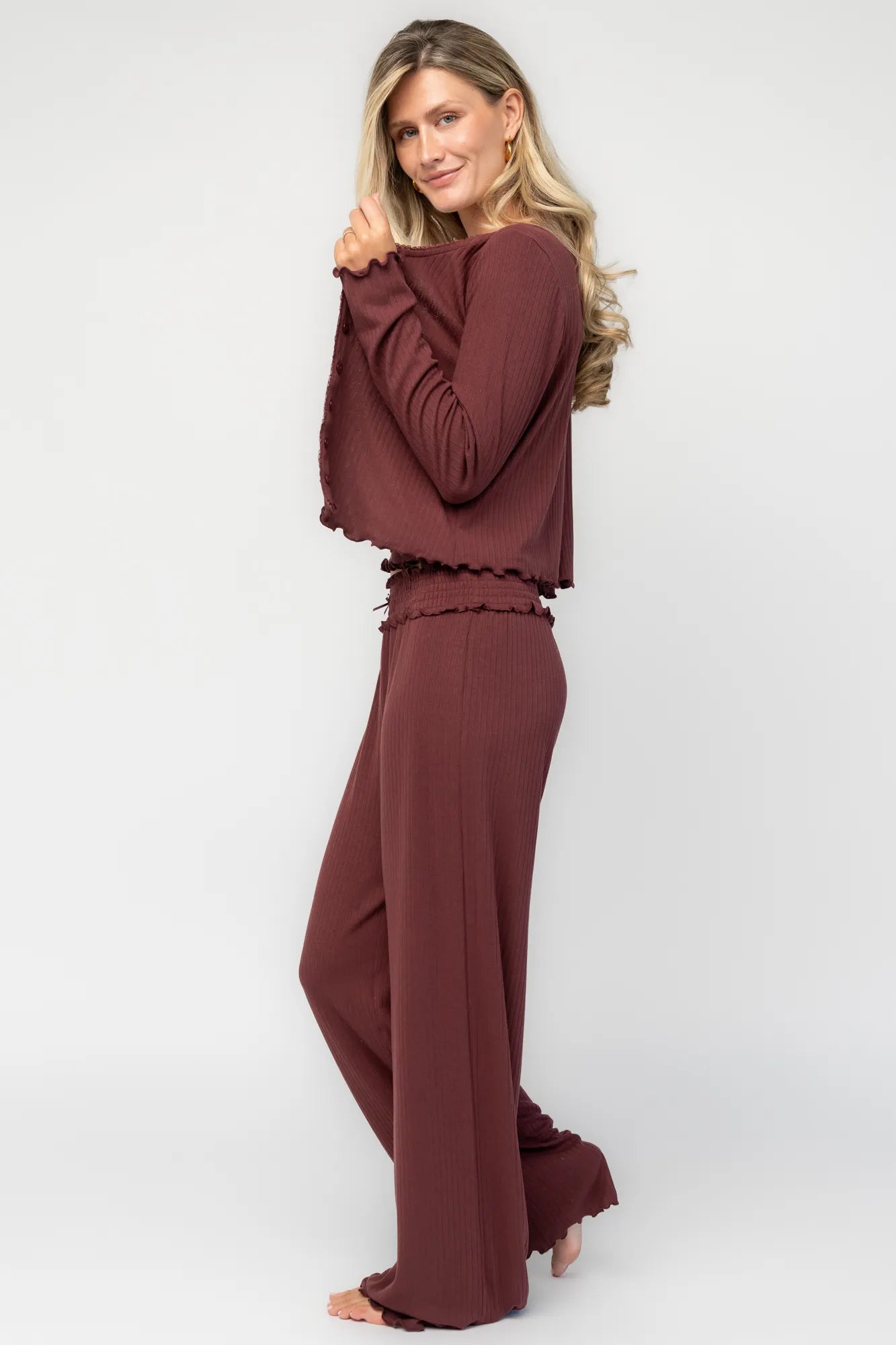 Louise Soft Knit Pajama Set | Mulberry