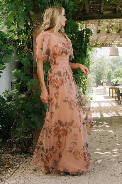 Cassandra Tulle Maxi Dress | Copper Floral