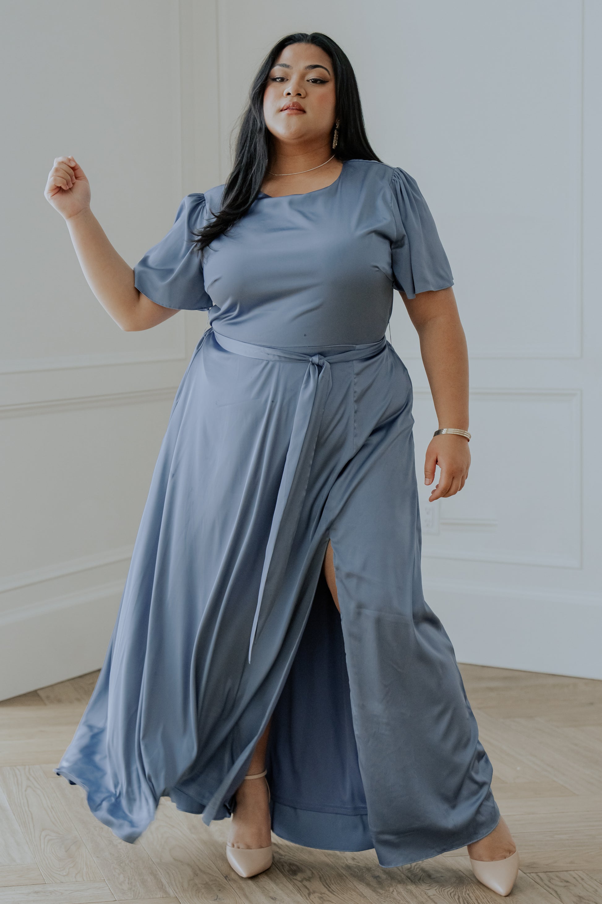Baltic Born Womens Agnes Satin Maxi Dress | Whisper Blue | Size: 2XL Baltic Born Womens Agnes Satin Maxi Dress | Whisper Blue | Size: 2XL