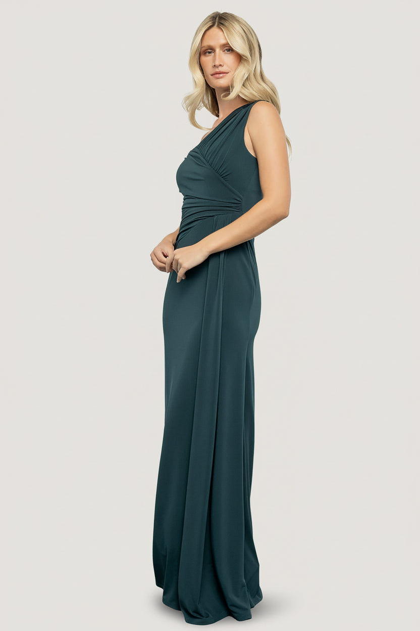 Adrianna One Shoulder Gown | Deep Topaz