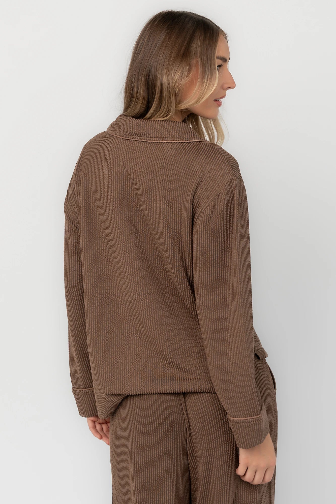 Eloise Ribbed Pajama Set | Brown