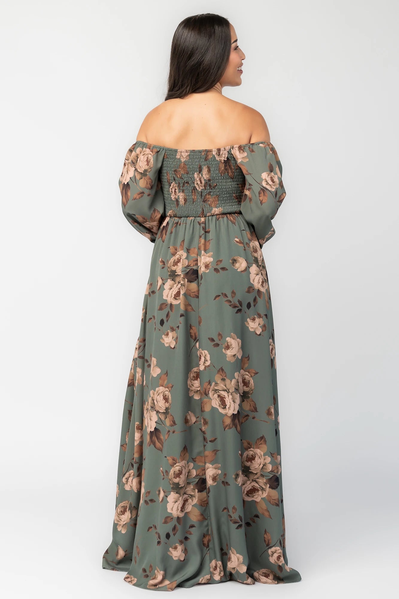 Cordelia Off Shoulder Maxi Dress | Dark Teal Floral