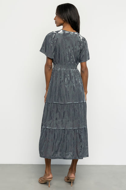 Bronwyn Velvet Dress | Dusty Blue