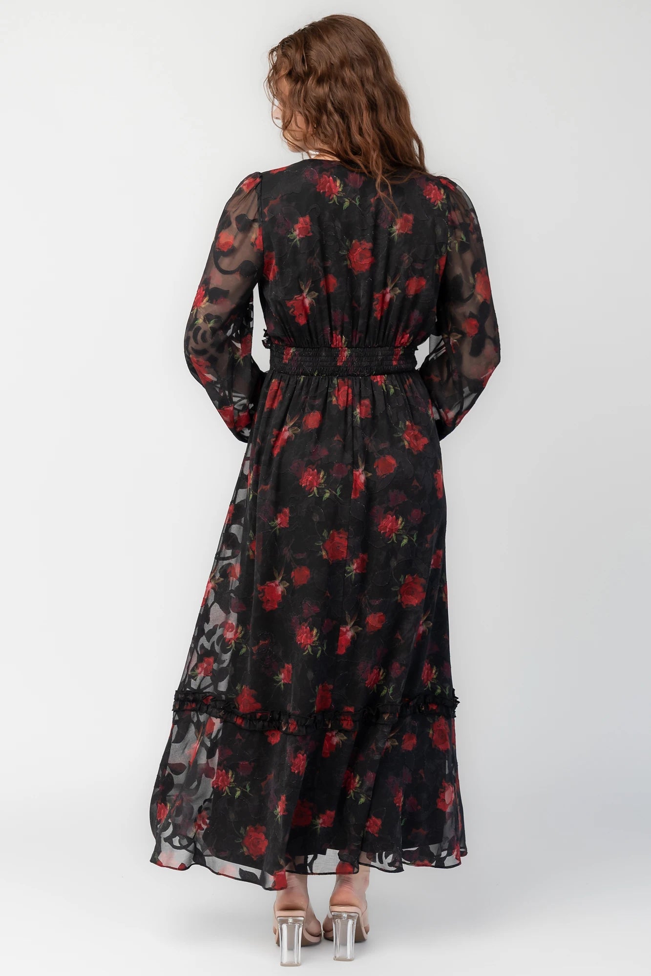 Avalora Midi Dress | Black Rose Floral