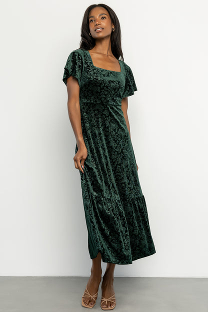 Eirene Velvet Dress | Emerald