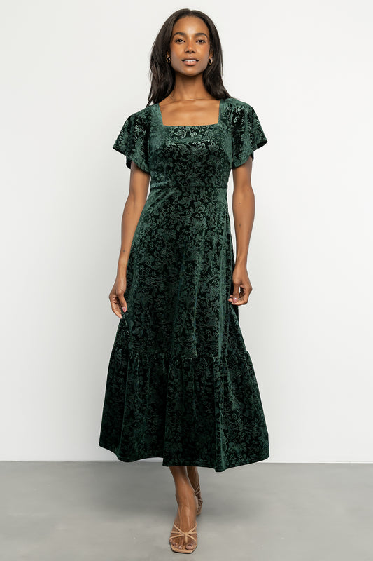 Eirene Velvet Dress | Emerald
