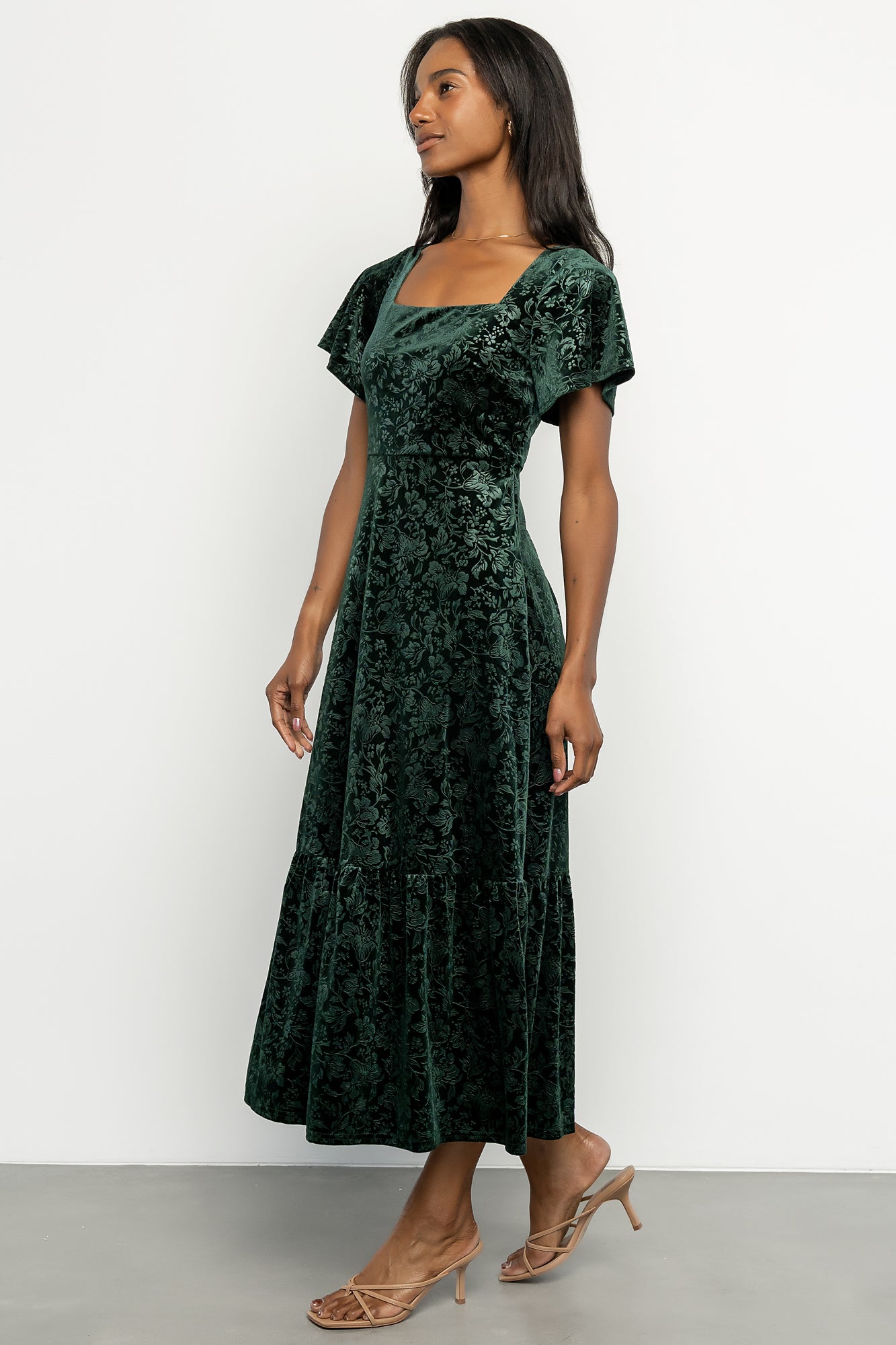 Eirene Velvet Dress | Emerald