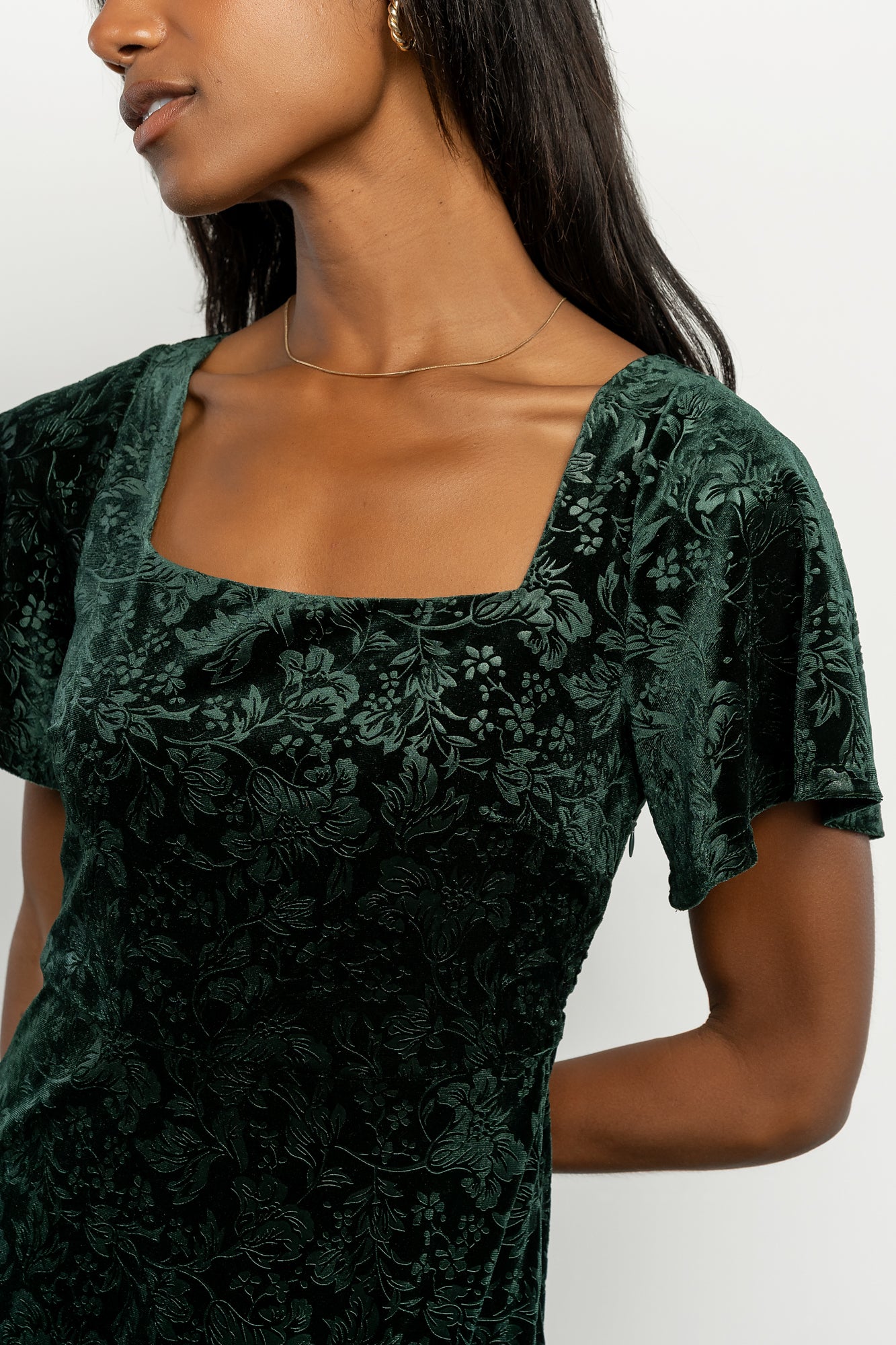 Eirene Velvet Dress | Emerald