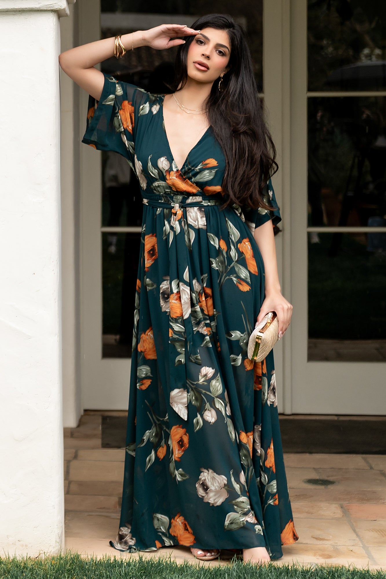 Kia Kimono Maxi Dress - Deep Topaz Floral