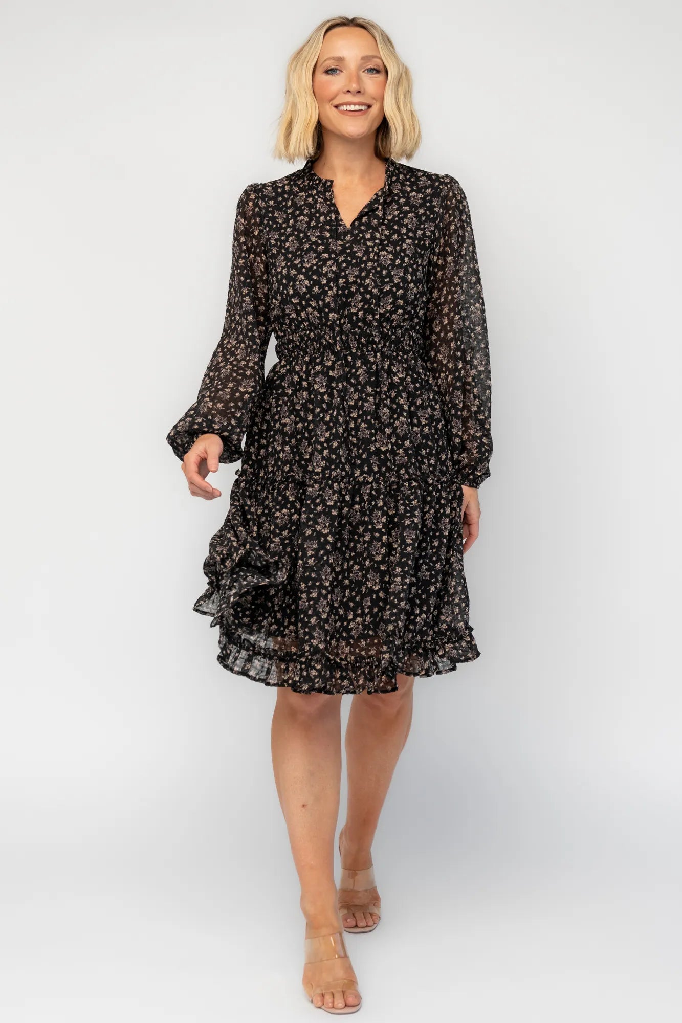 Fairfield Short Dress | Black Floral