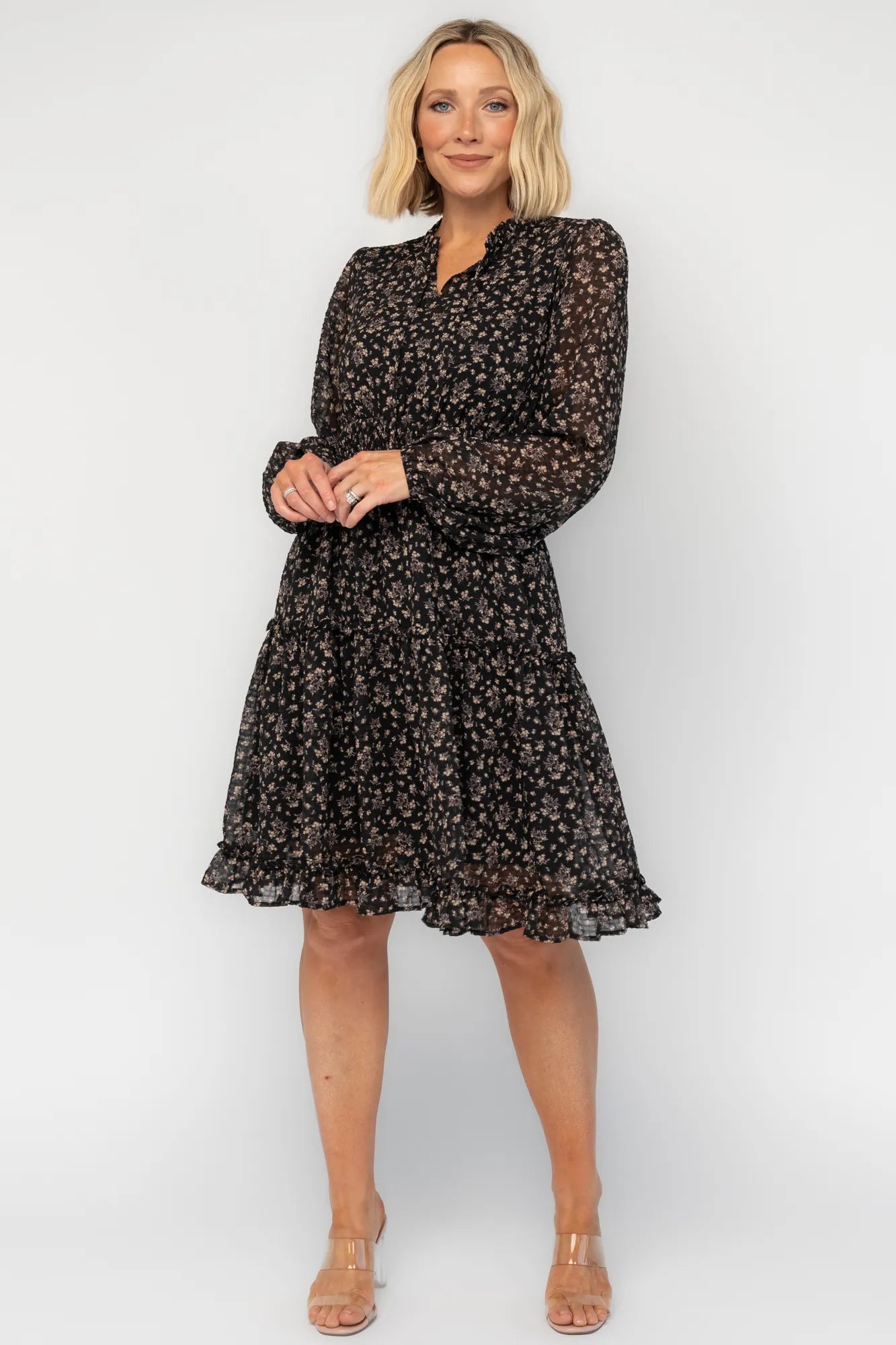Fairfield Short Dress | Black Floral