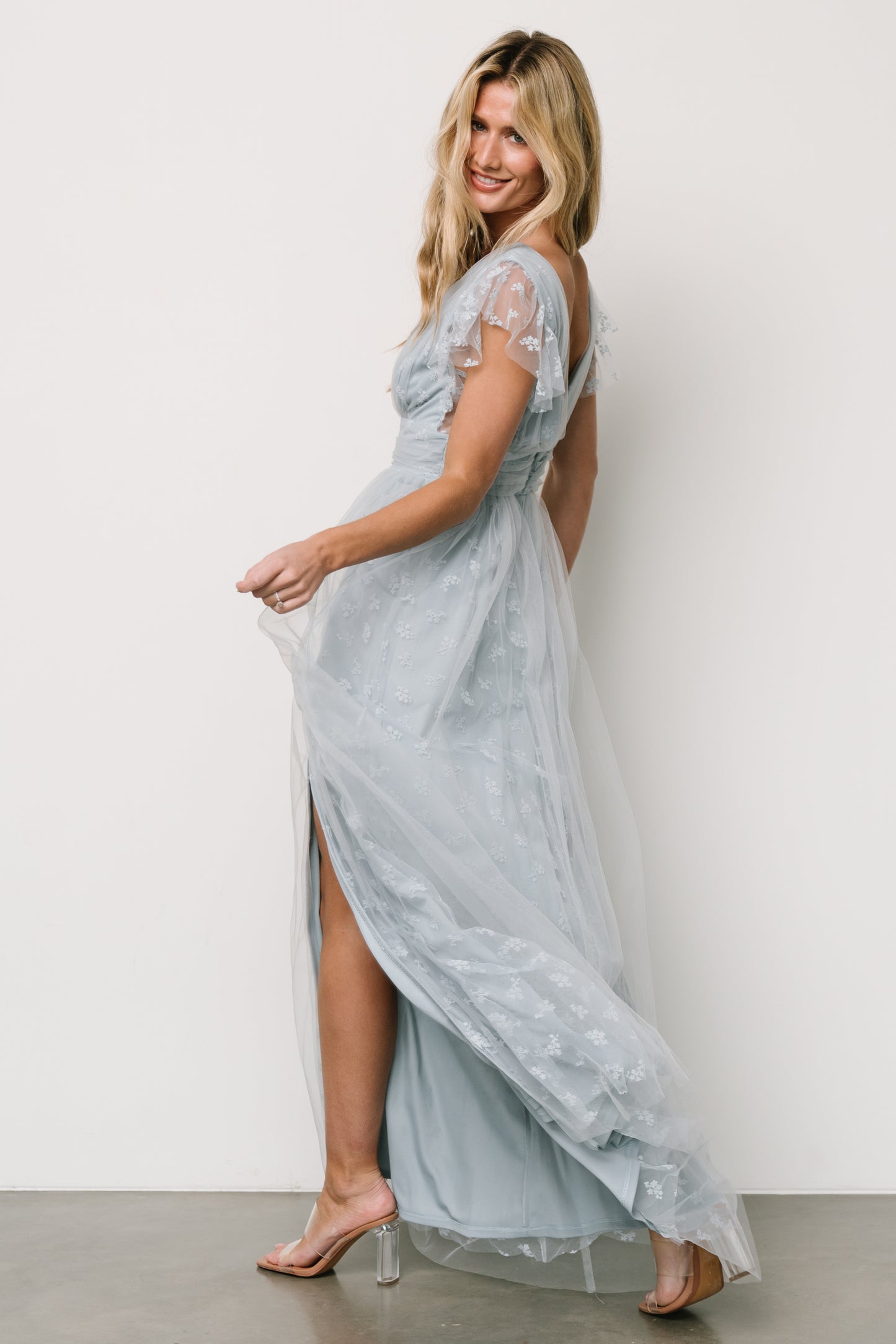 Caterina Tulle Maxi Dress | Light Blue