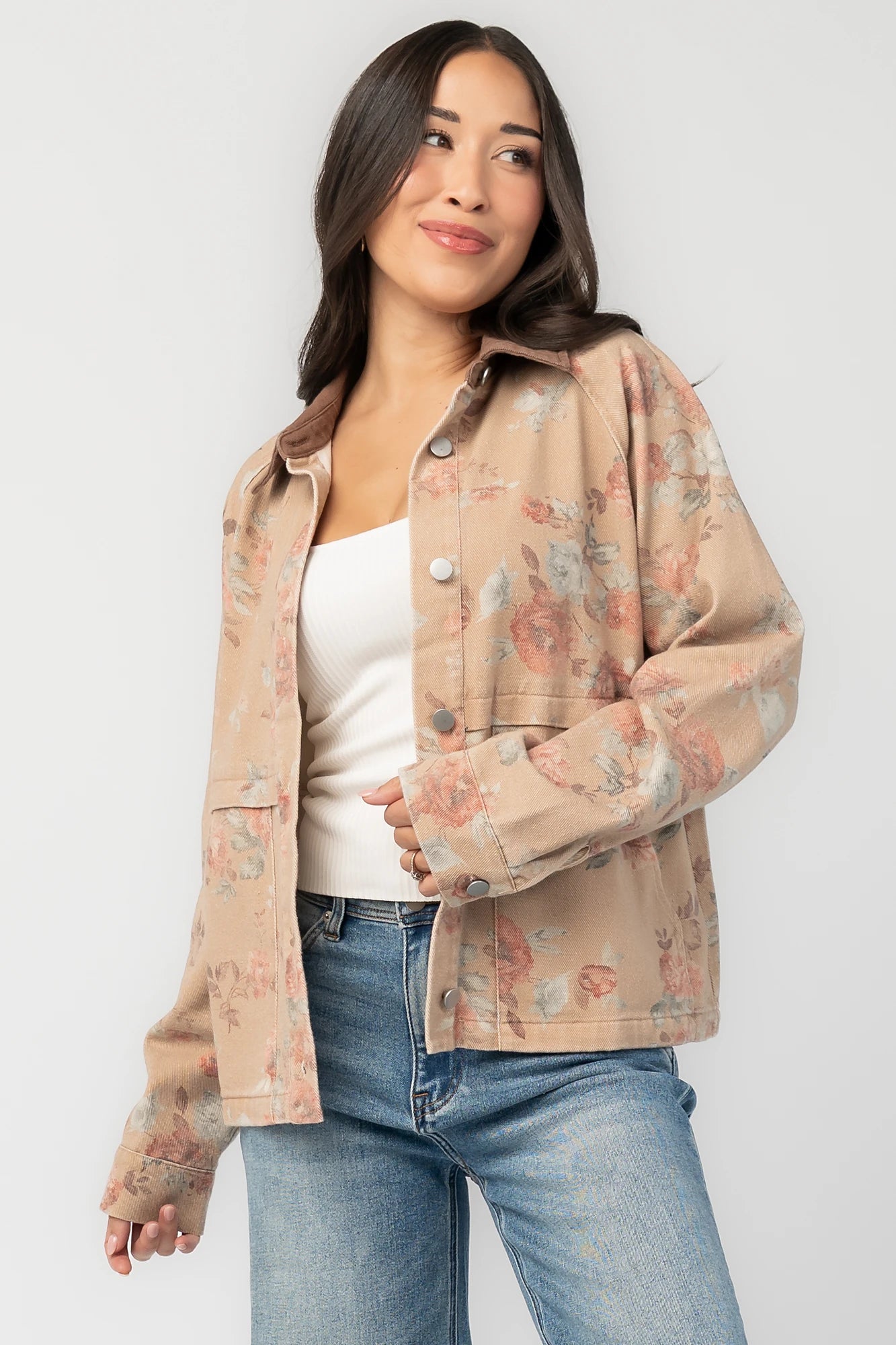Lori Lightweight Jacket | Natural Floral