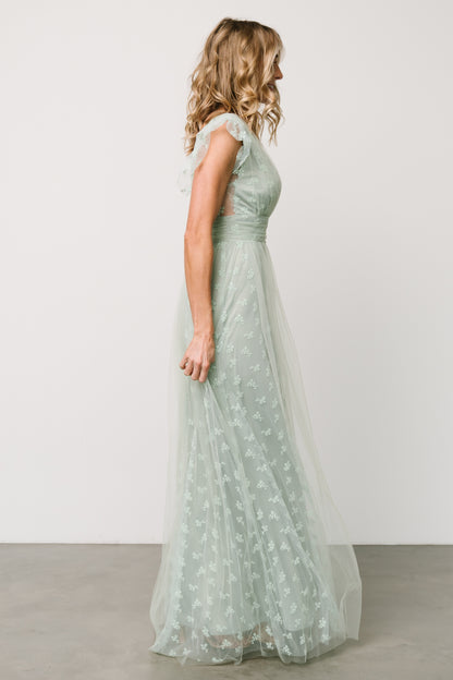 Caterina Tulle Maxi Dress | Sage