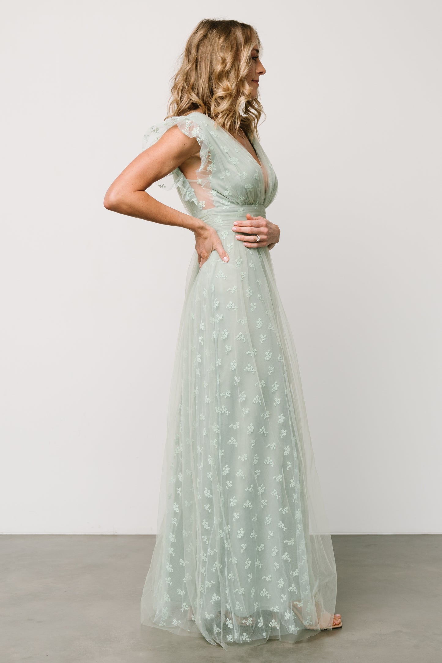 Caterina Tulle Maxi Dress | Sage