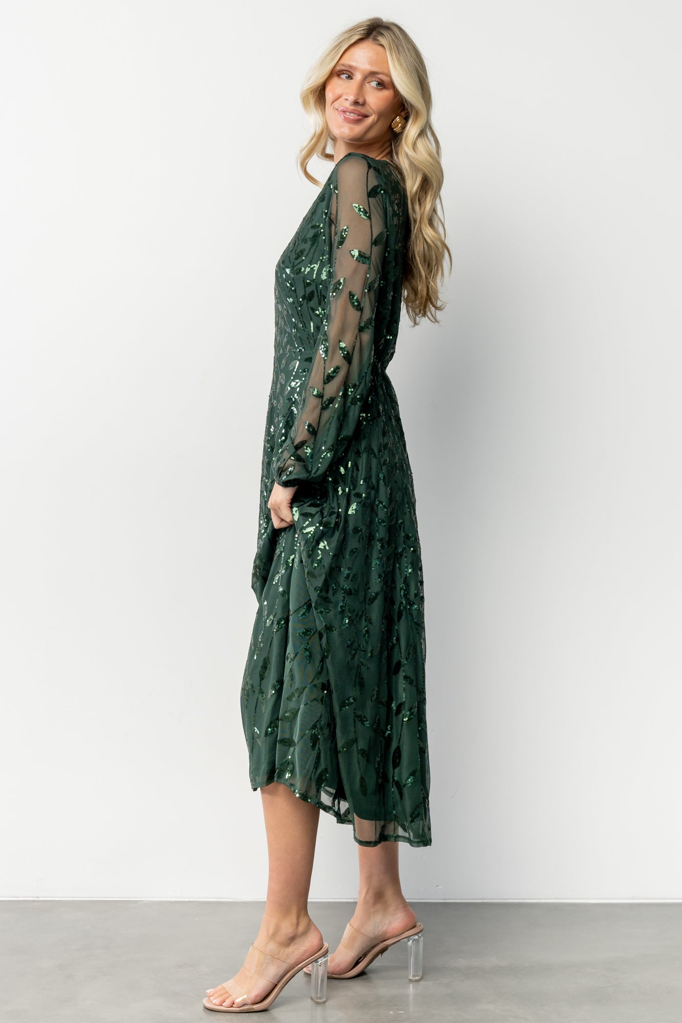 Baltic Born Womens Kalla Sequin Midi Dress | Emerald | Size: Medium Baltic Born Womens Kalla Sequin Midi Dress | Emerald | Size: Medium