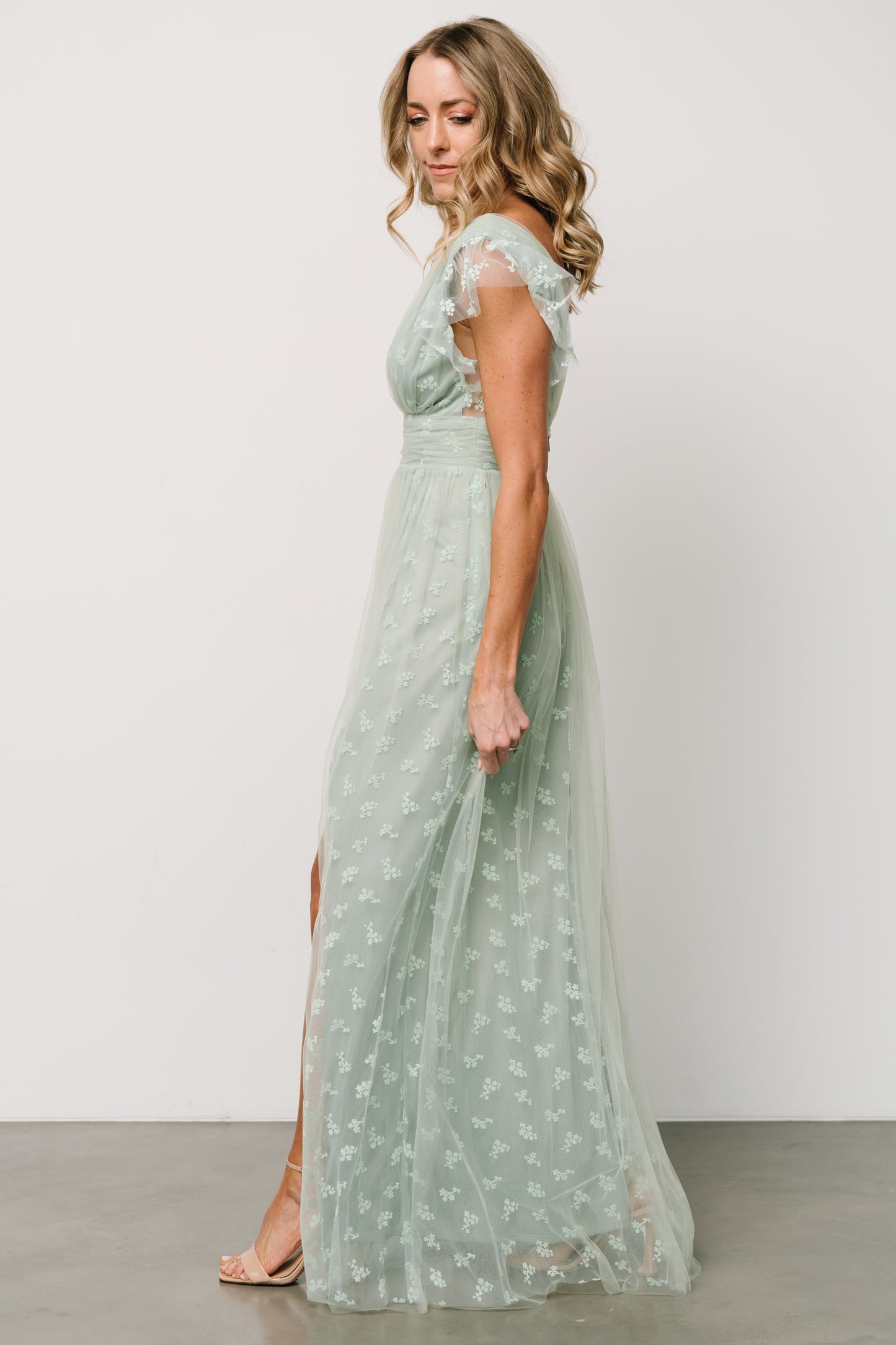 Caterina Tulle Maxi Dress | Sage