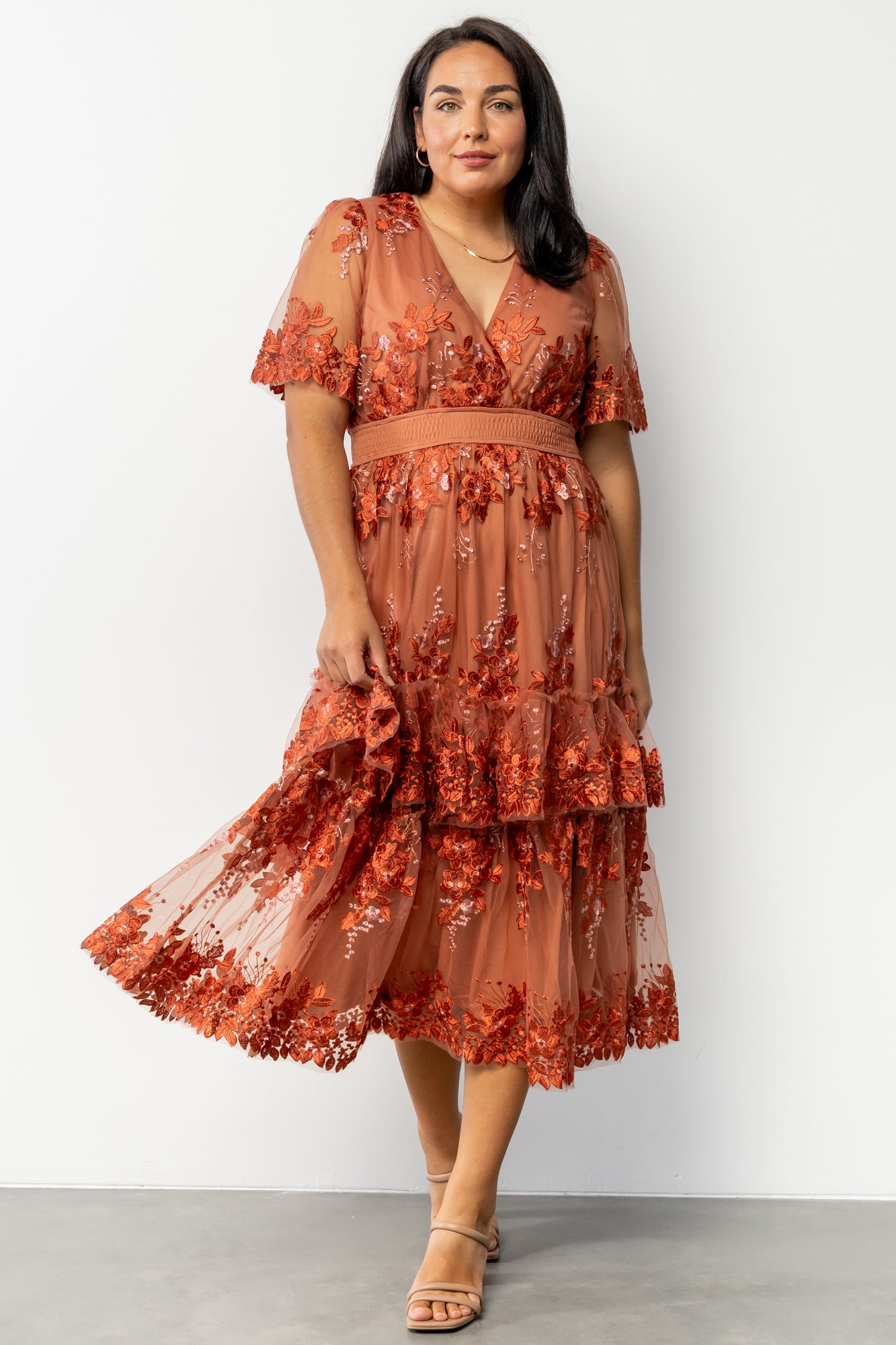 Lotte Embroidered Midi Dress | Rust – Baltic Born