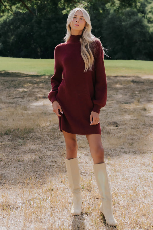 Harlow Sweater Dress | Burgundy