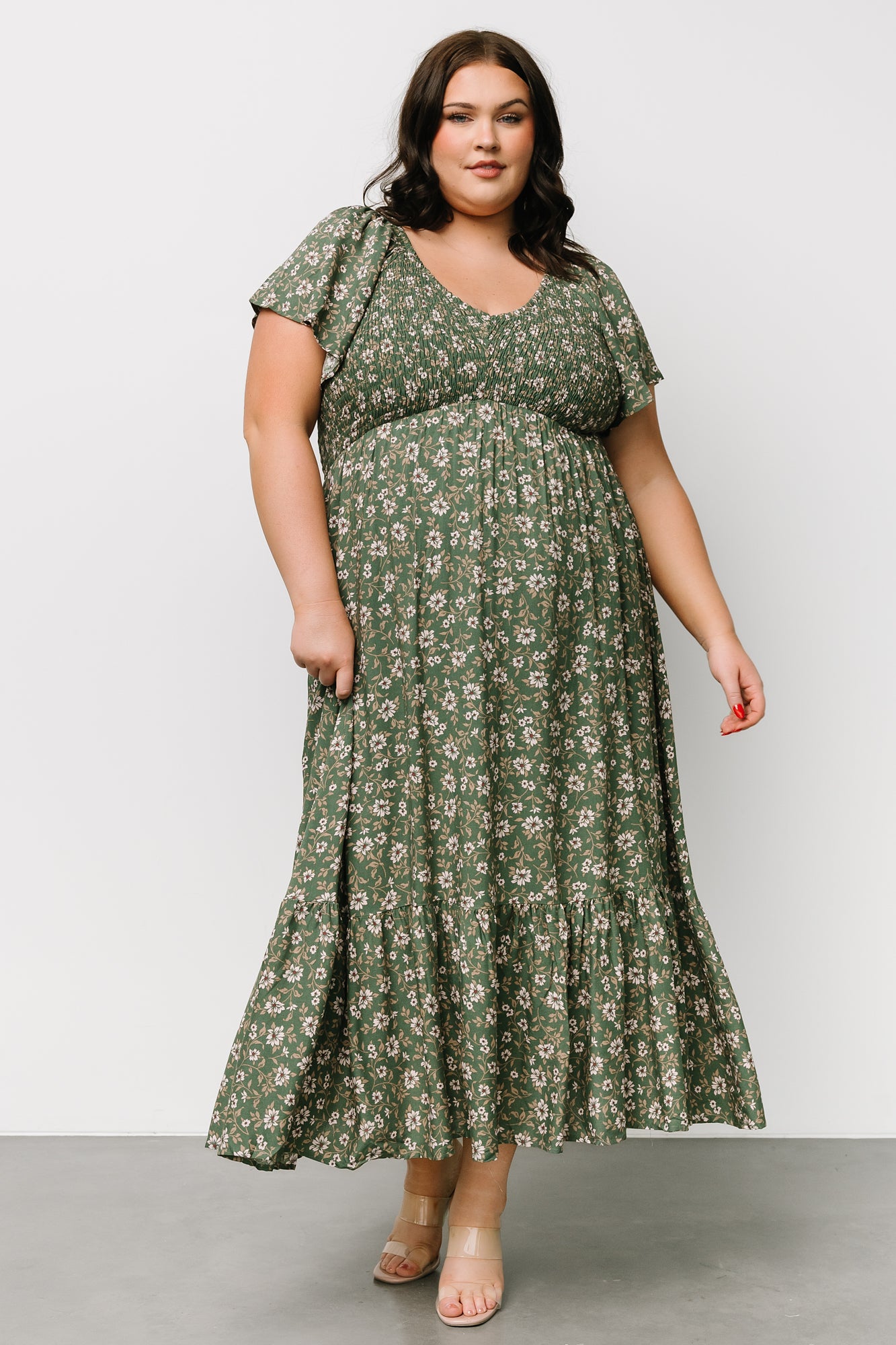 Joanie Smocked Dress | Green Floral Joanie Smocked Dress | Green Floral