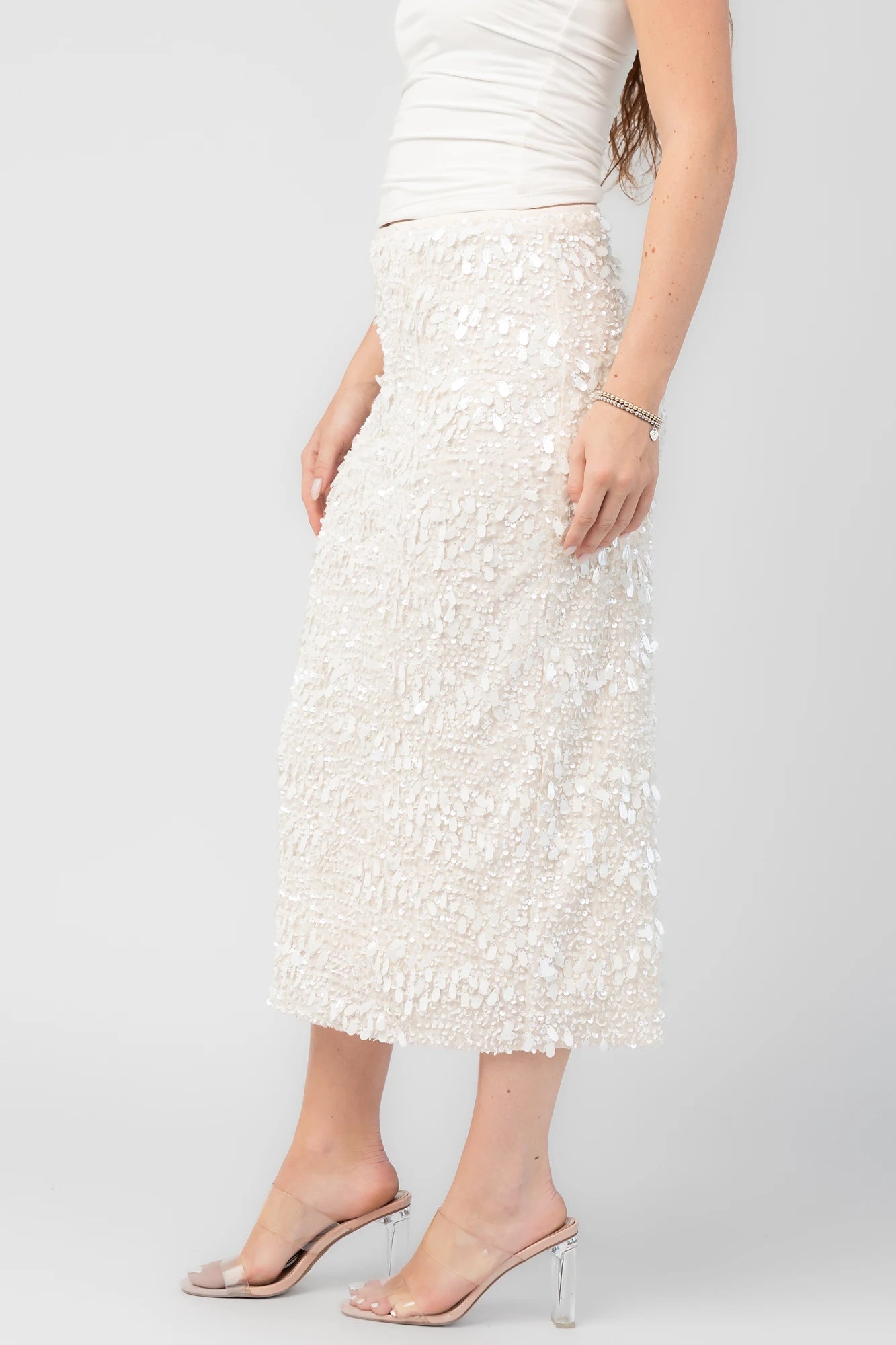 Lavana Sequin Skirt | Ivory