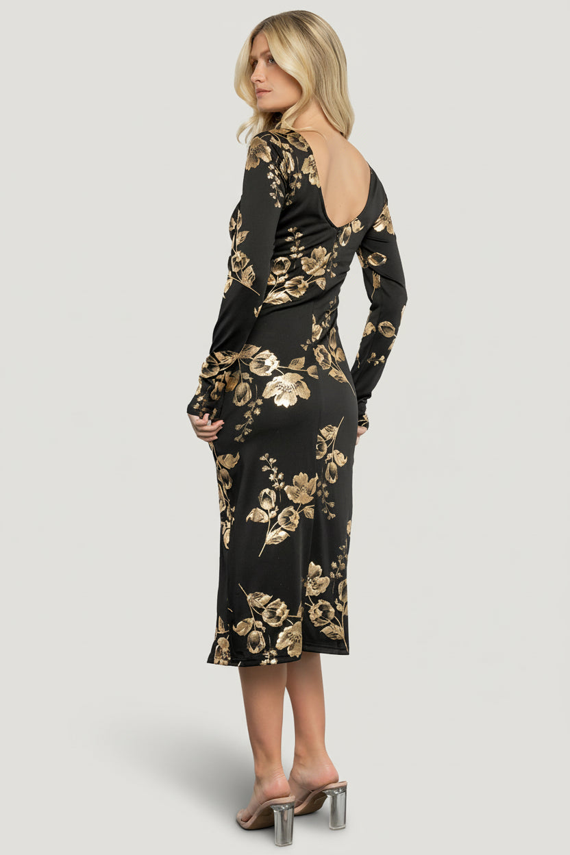 Valeria Midi Dress | Black + Gold Valeria Midi Dress | Black + Gold