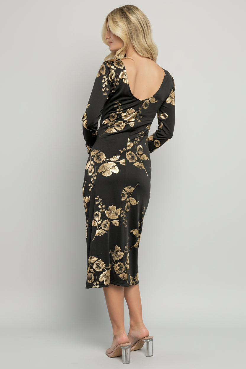 Valeria Midi Dress | Black + Gold Valeria Midi Dress | Black + Gold