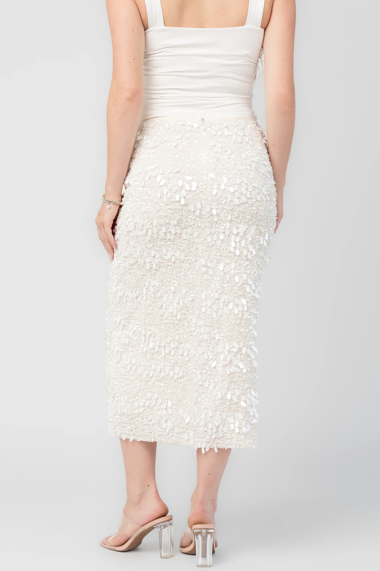 Lavana Sequin Skirt | Ivory