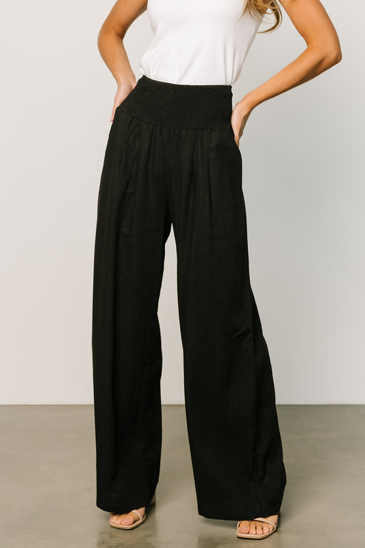 Parvati Smocked Waist Pants | Black