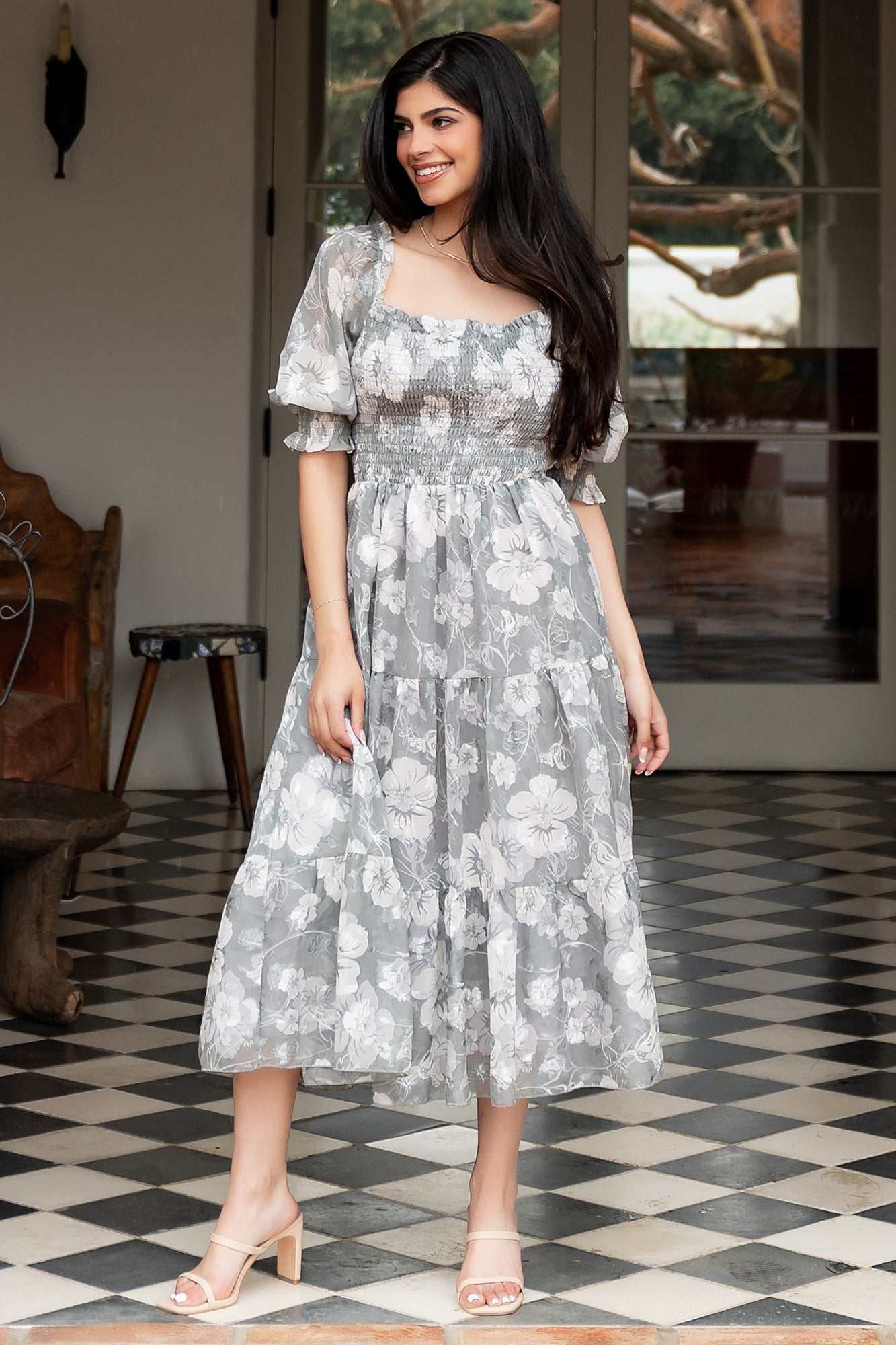 midi jacquard dress Spring Jacquard Midi Dress Teuta Matoshi