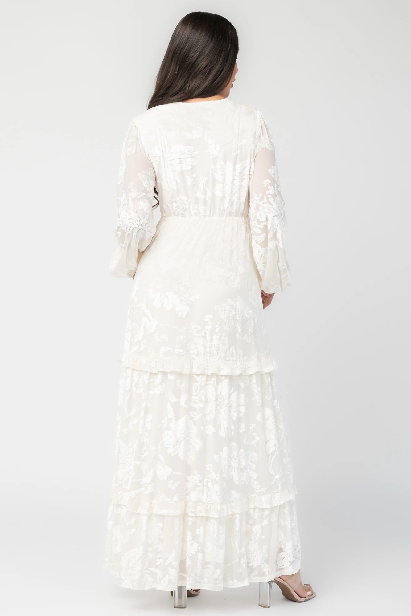 Liana Velvet Embossed Maxi Dress | Ivory