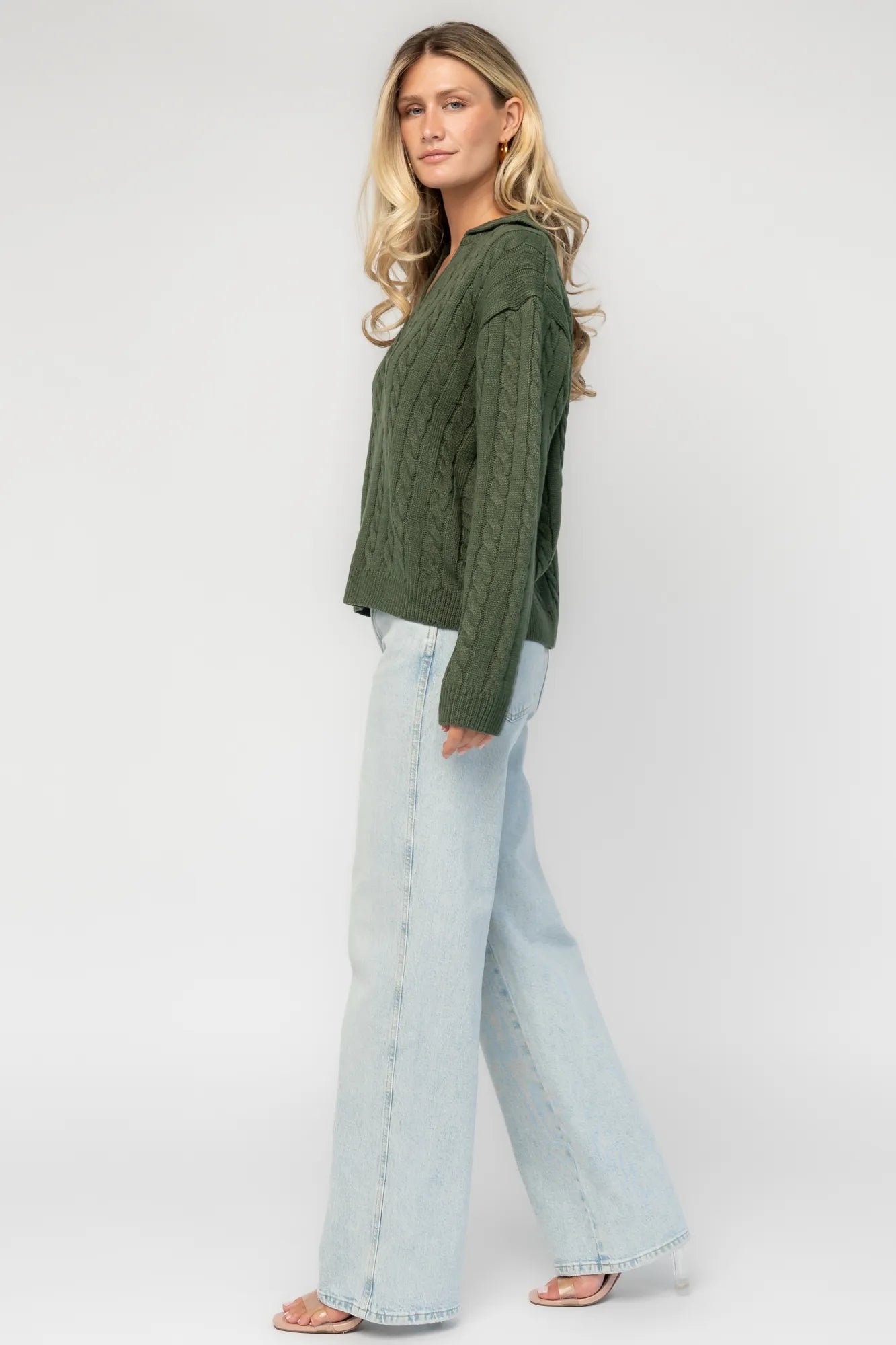 Arden Cable Knit Sweater | Dark Green