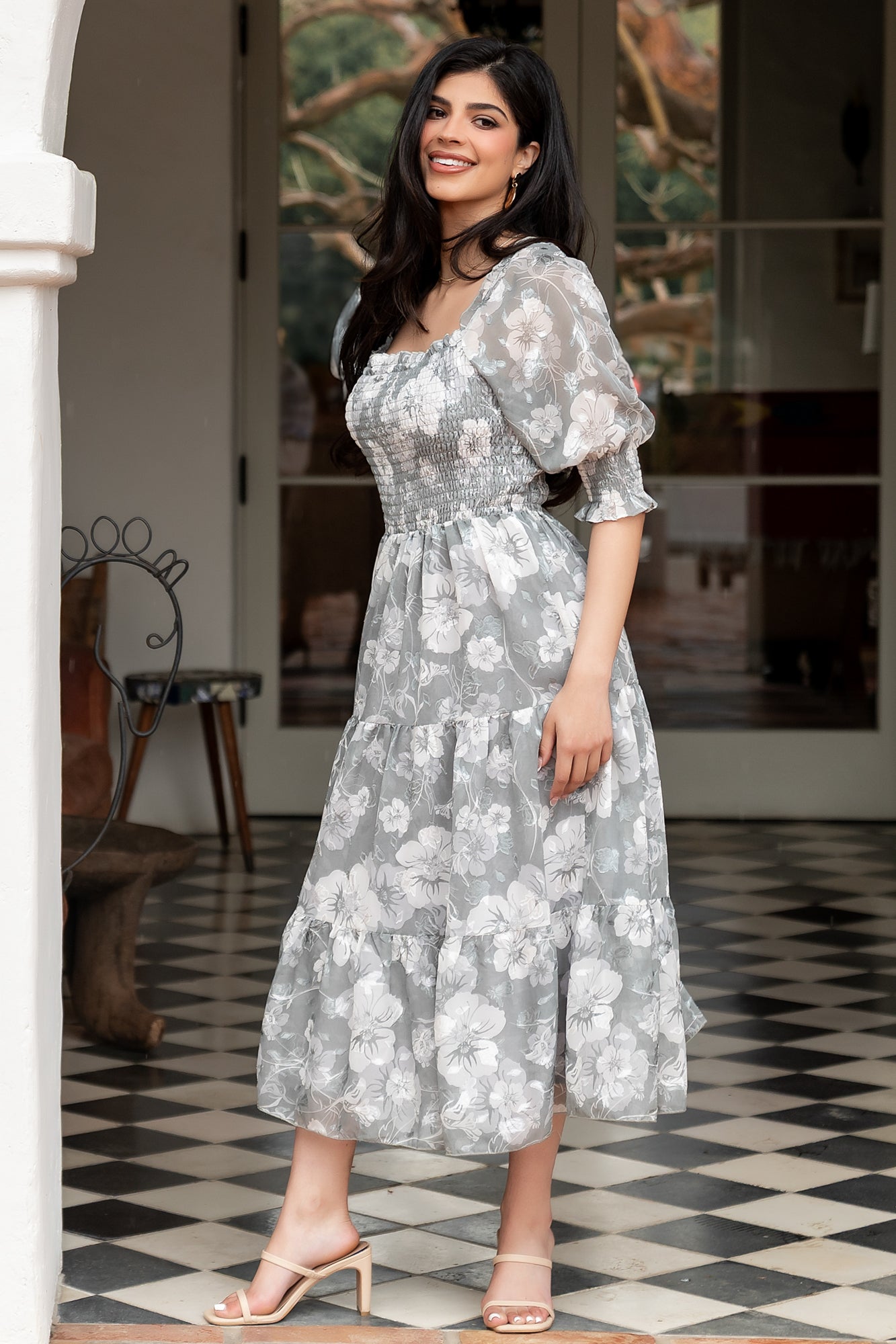 Fabian Jacquard Midi Dress Dusty Sage Midi | Baltic Born XL Fabian Jacquard Midi Dress Dusty Sage Midi | Baltic Born XL