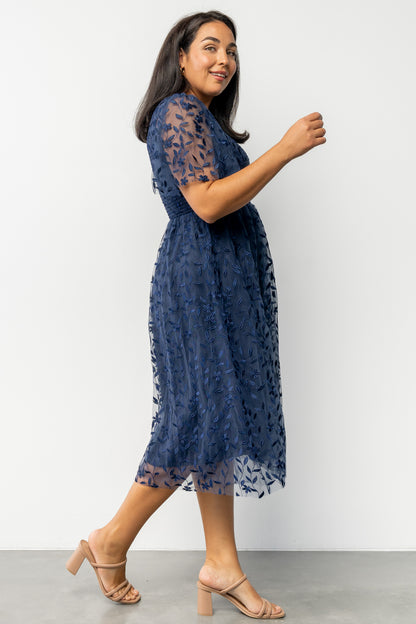 Kendra Embroidered Dress | Navy