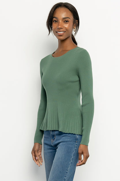 Ainsley Ribbed Top | Winter Green