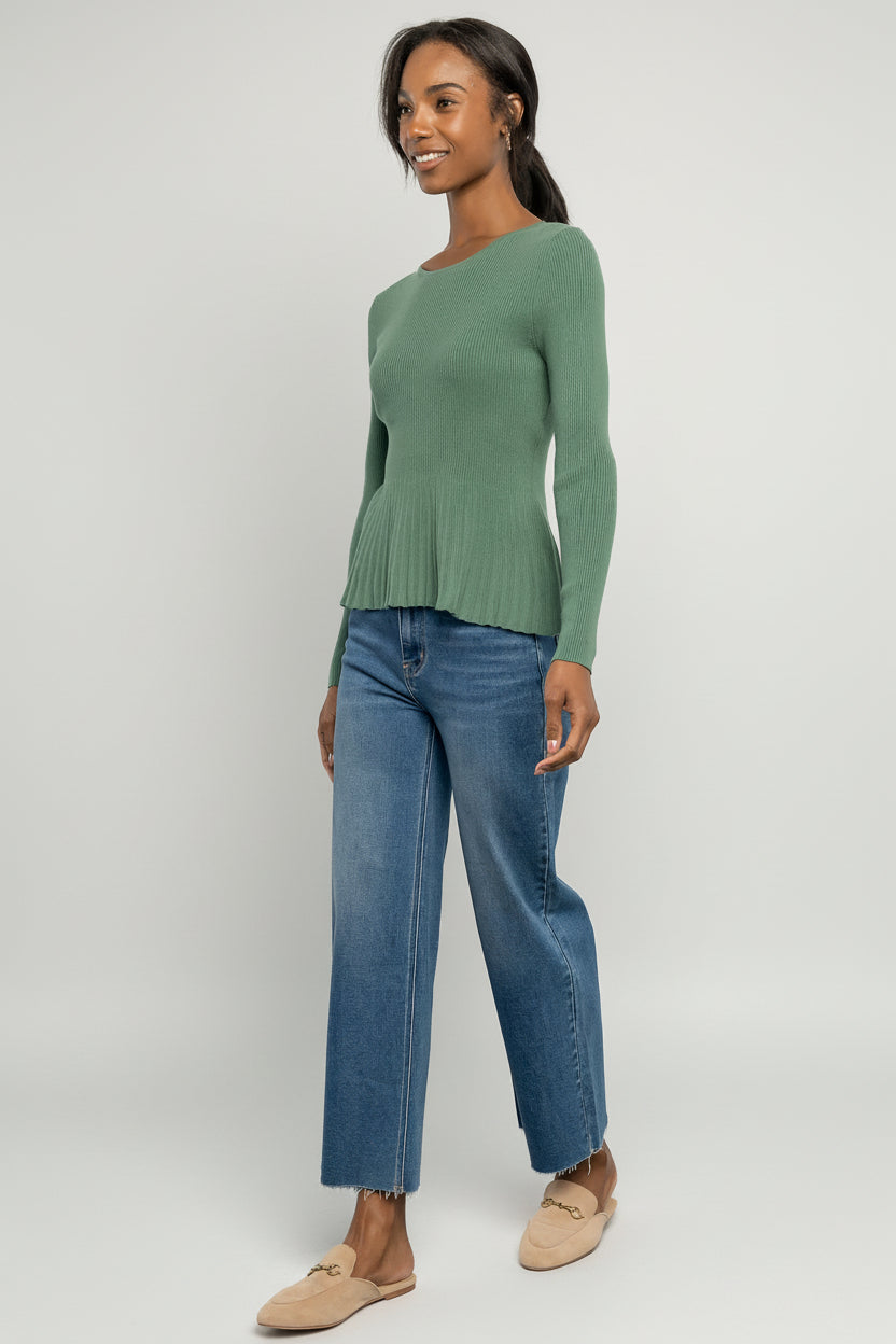 Ainsley Ribbed Top | Winter Green