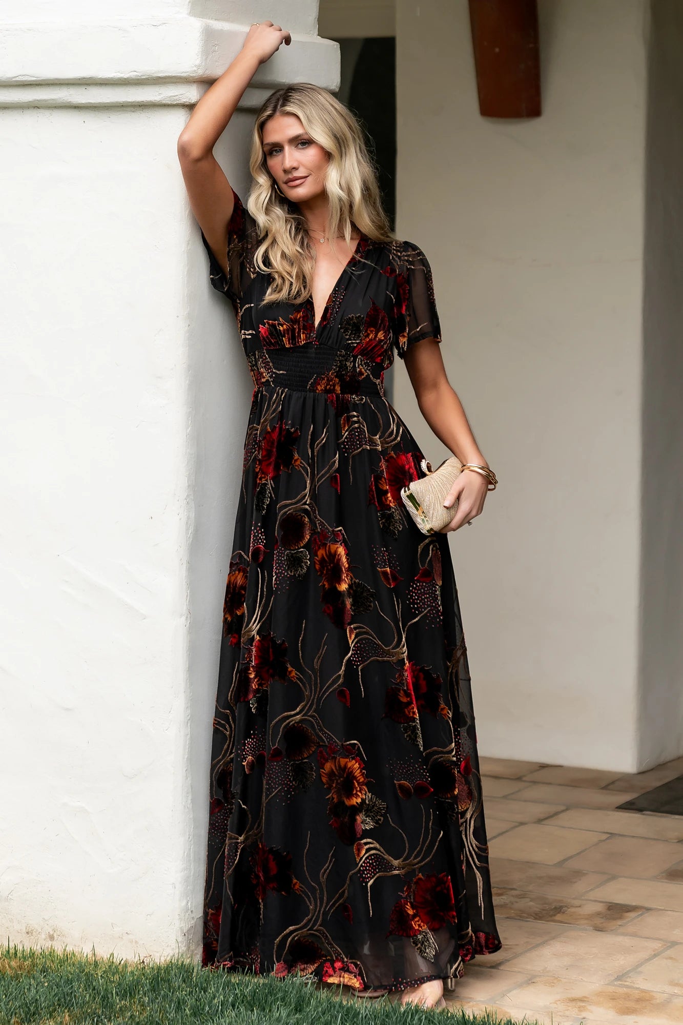valen maxi dress Baltic Born Womens Valen Maxi Dress | Black Multi