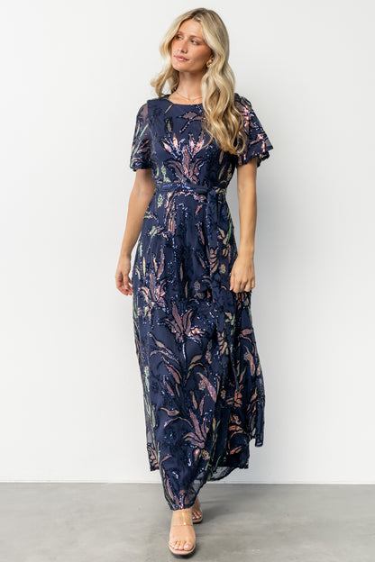Muse Sequin Maxi Dress | Dark Blue Multi