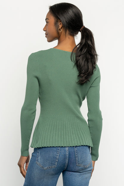 Ainsley Ribbed Top | Winter Green