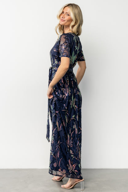 Muse Sequin Maxi Dress | Dark Blue Multi