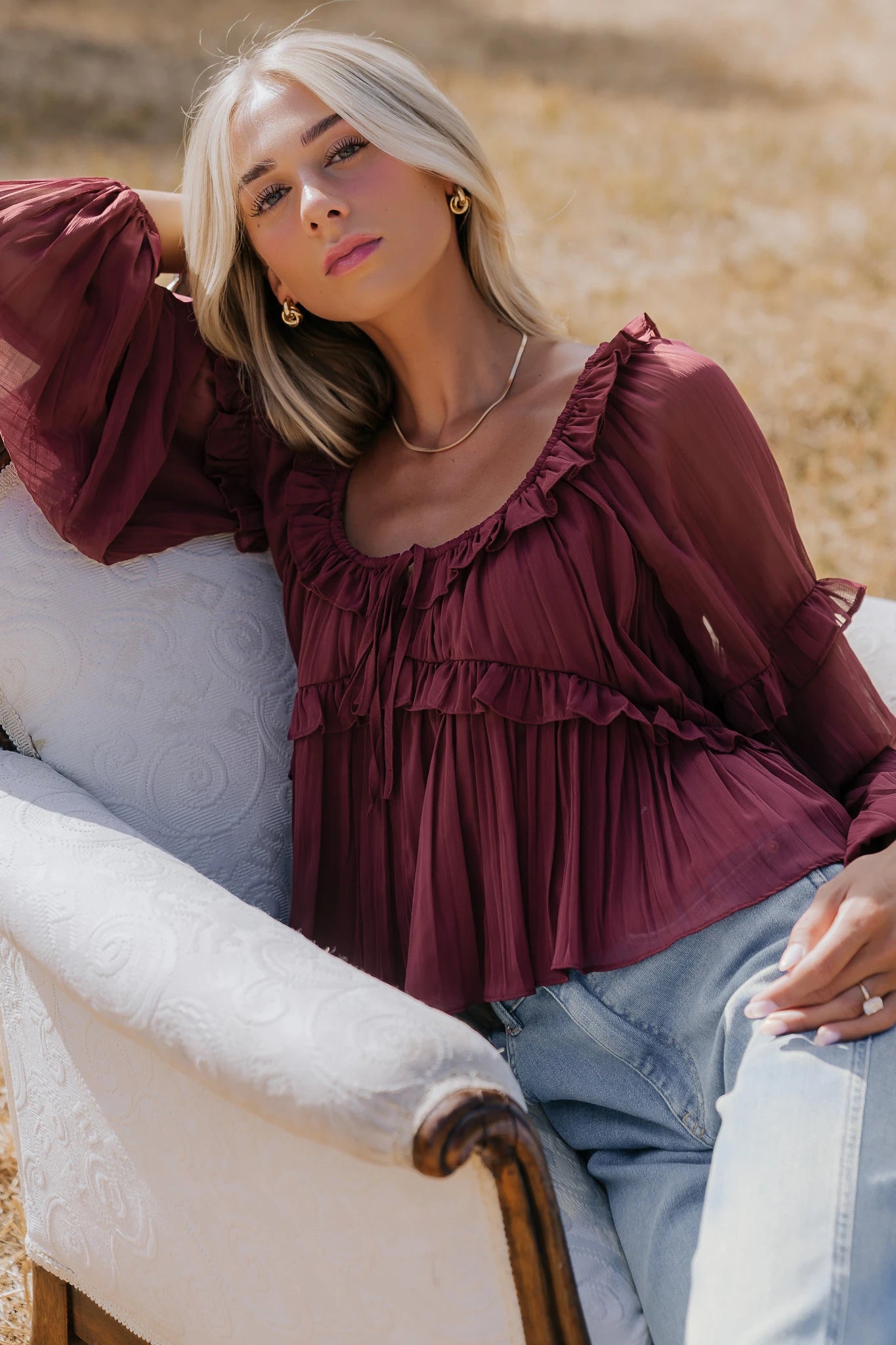 Bellerose Ruffle Top | Burgundy
