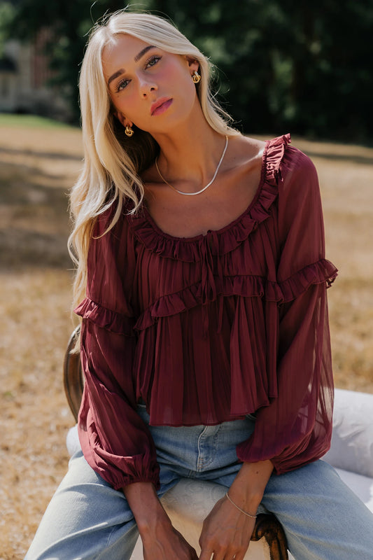 Bellerose Ruffle Top | Burgundy