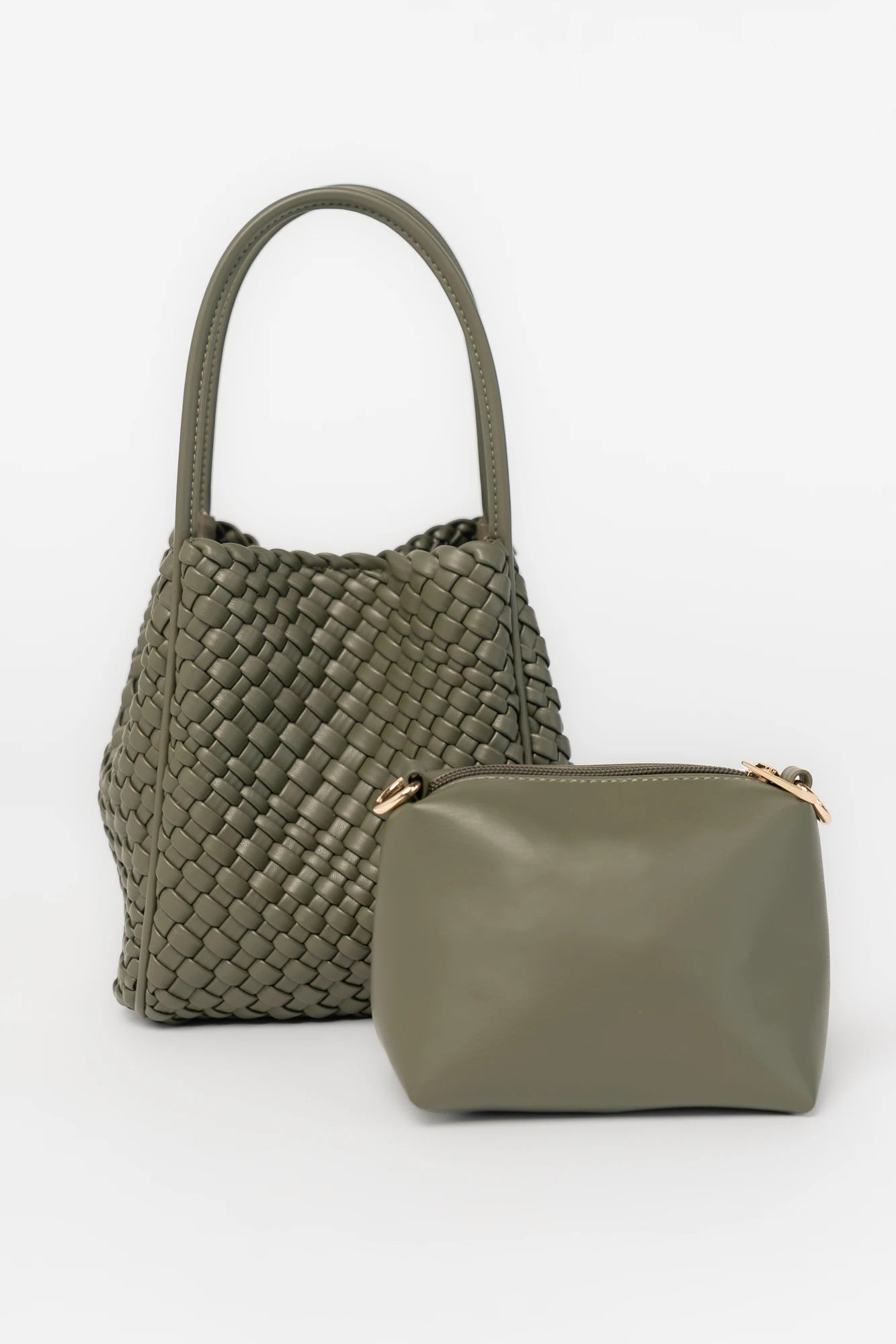 Simone Woven Tote Bag | Dark Olive