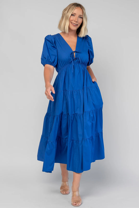 Sheila Tiered Midi Dress | Cobalt