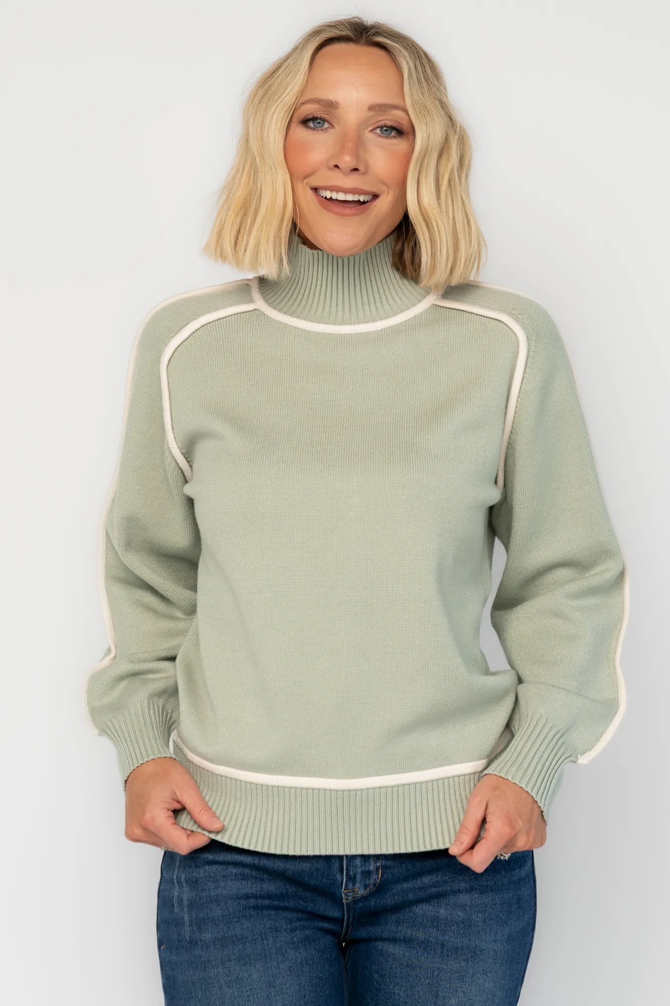 Harrington Sweater | Sage + Cream