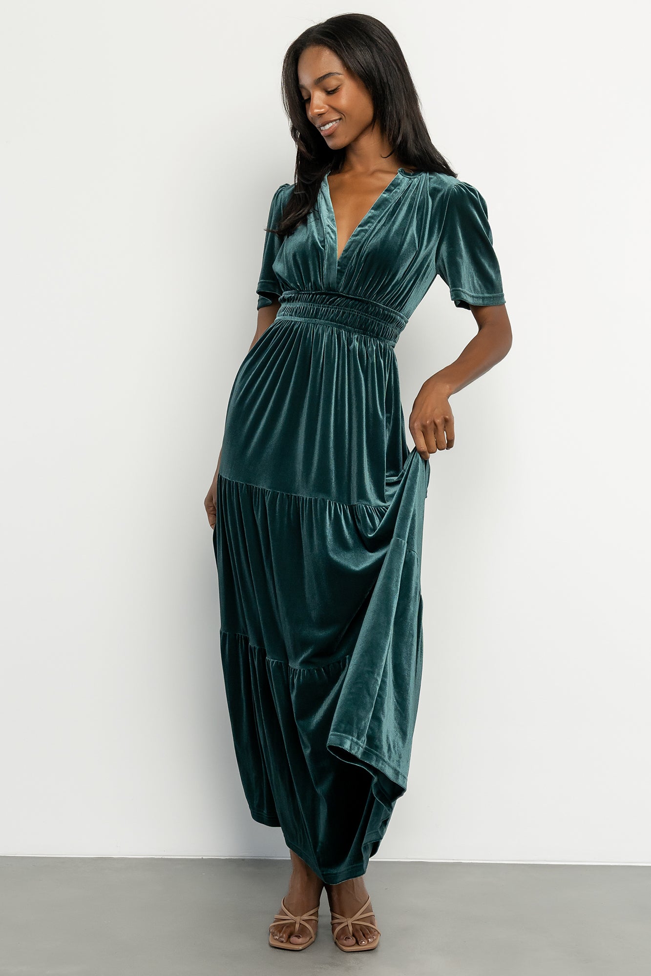 Artemis Velvet Maxi Dress | Deep Lagoon