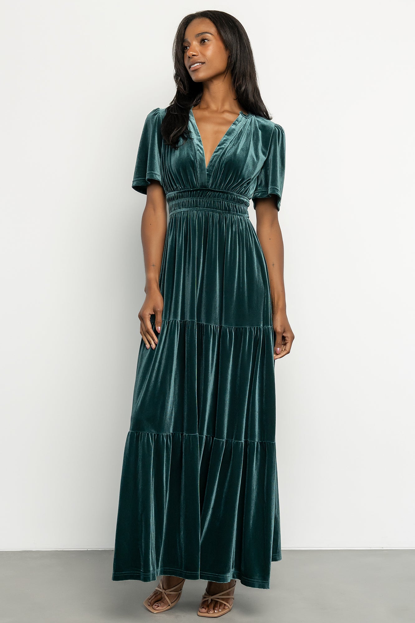 Artemis Velvet Maxi Dress | Deep Lagoon